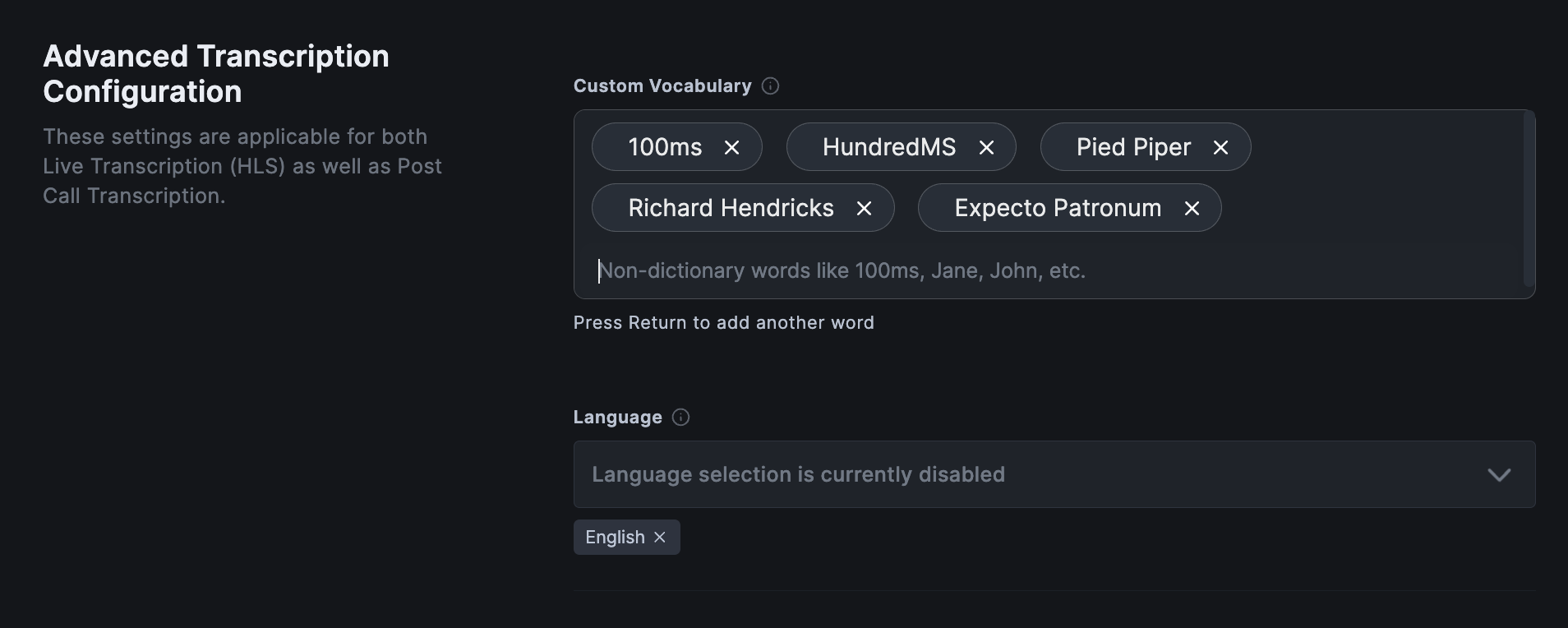 Advanced settings